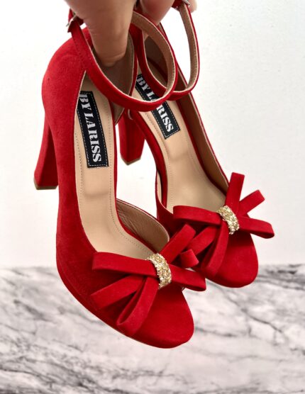 Sandale Lariss Piele Intoarsa Rosu
