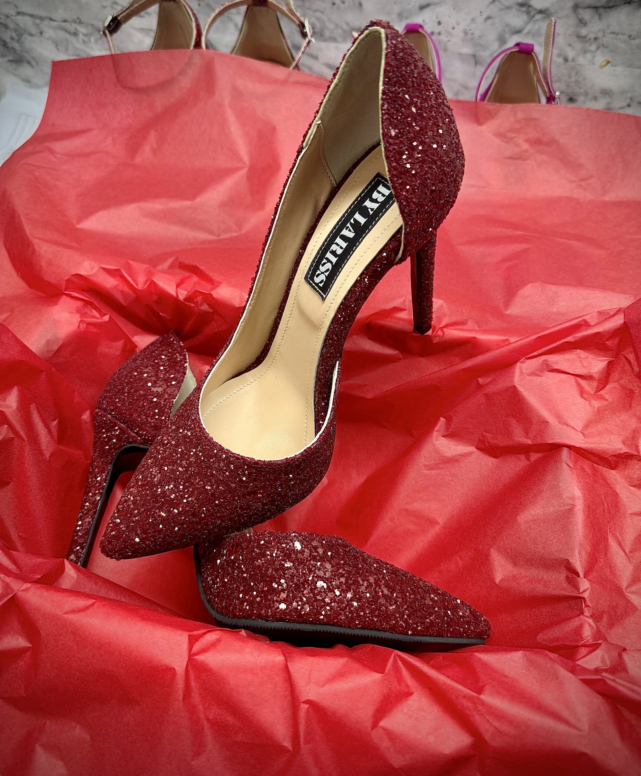 Pantofi Lariss Glitter Rosu