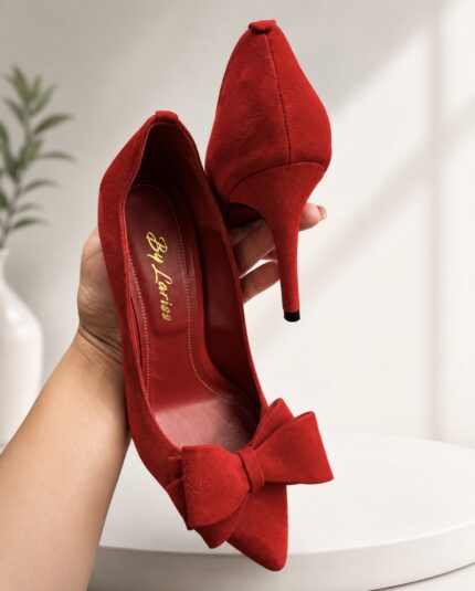 Pantofi Lariss Piele Intoarsa Rosu