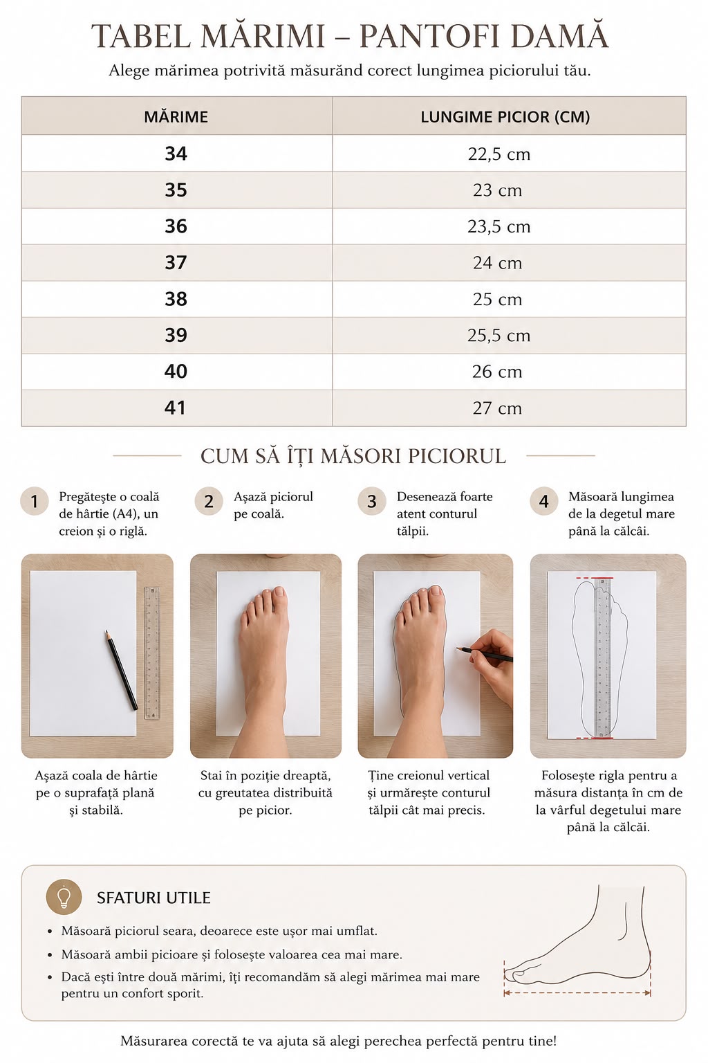 Ghid de mărimi Pantofi Lariss