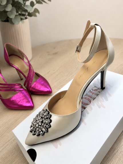 Pantofi Lariss Piele Naturala Bej Sidefat