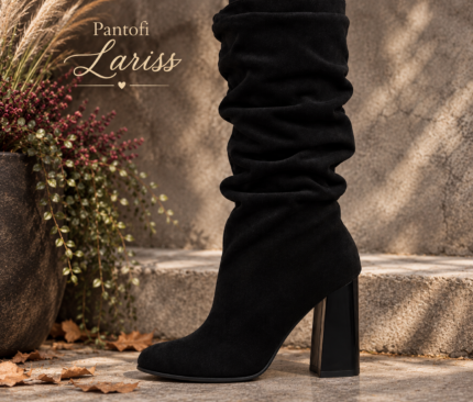 Cizme Lariss Piele Intoarsa Negru